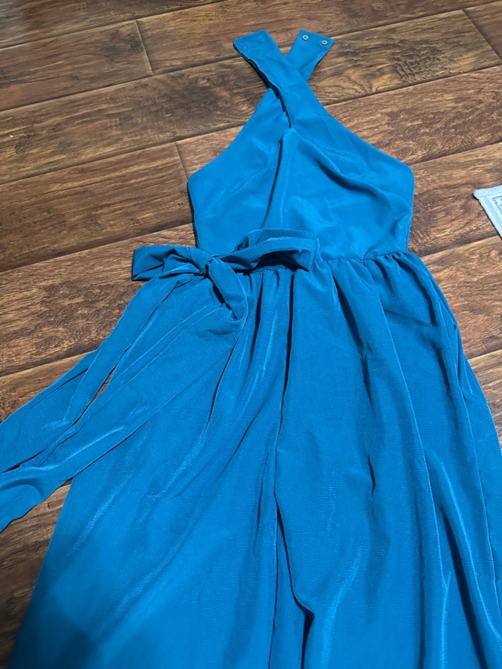 Cross Halter Neck Teal Women's jumpsuit